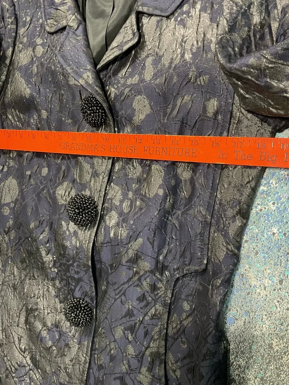 Carlisle Size 6 Y2K Navy Metallic Brocade Dress Long Coat 2 Piece Formal Set